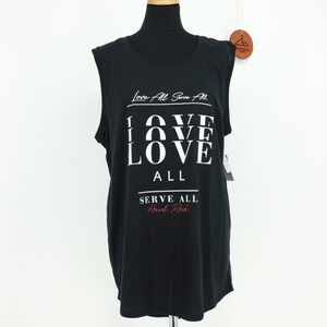 Hard Rock Cafe Mens XXL Love All Serve All Sleeveless Graphic Tee Black NWT